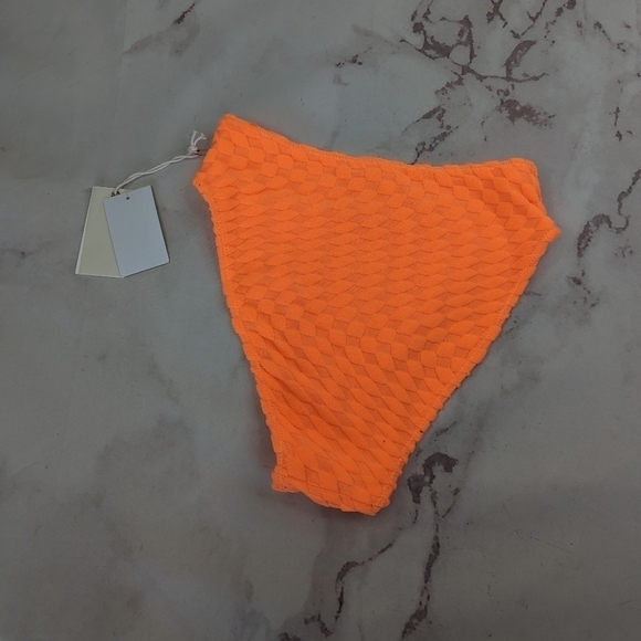Good American Swim Bottom Women 2 Medium Orange Jacquard High Rise Good Cheeky - Picture 6 of 12